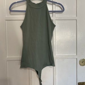 high neck green/blue bodysuit